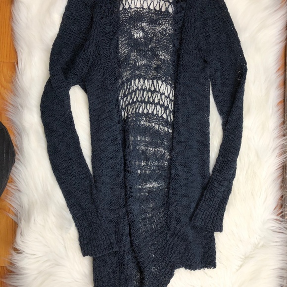 Women's Knitted Cardigan Long Sleeve, Navy Blue XS - Picture 4 of 4